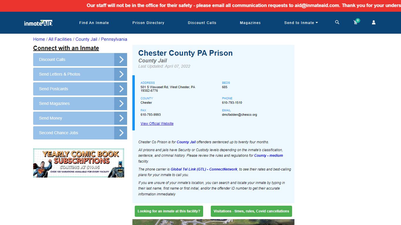 Chester County PA Prison - Inmate Locator - West Chester, PA